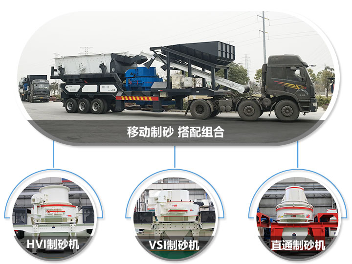 移動(dòng)破碎站可搭配的制砂機(jī)，HVI制砂機(jī)，VSI制砂機(jī)，直通沖擊式制砂機(jī)